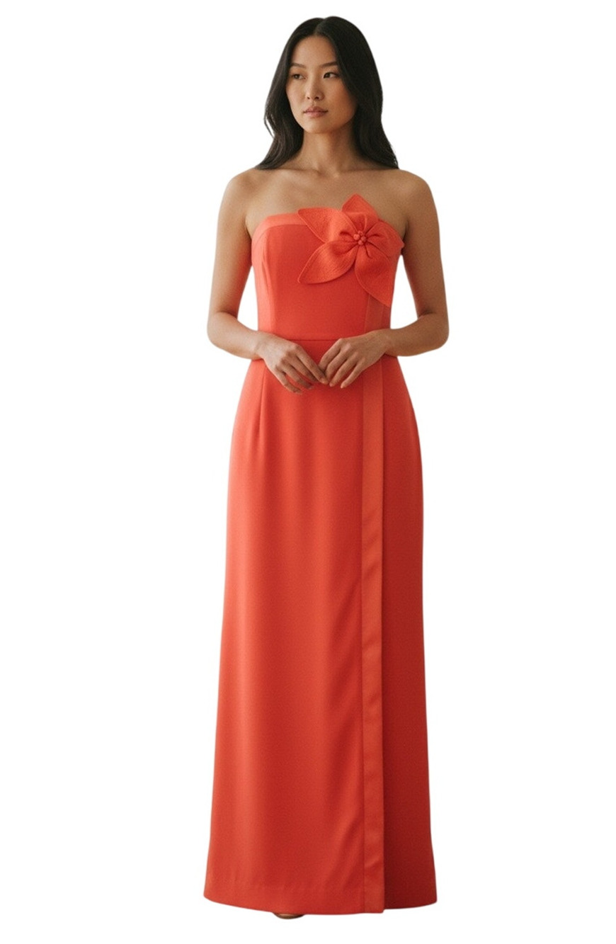 Lilly Pulitzer $298 Anasophia Rosette Strapless Maxi Dress in Cane Coral Size 16